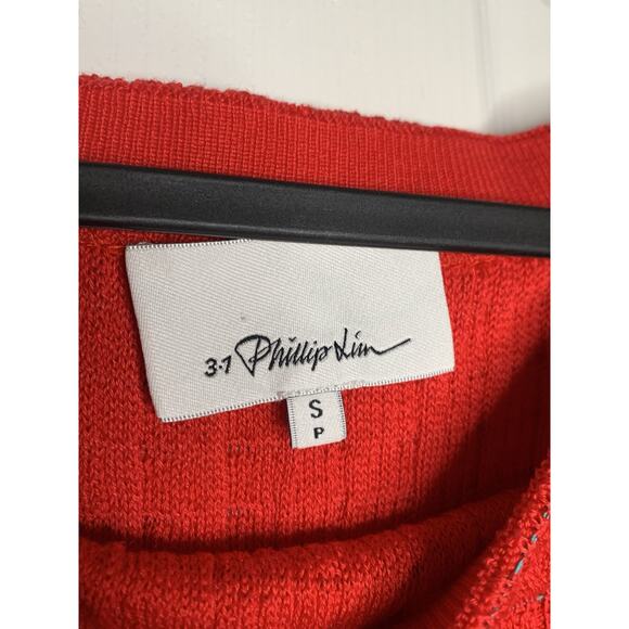3.1 Phillip Lim Red crew neck Cropped Sweater Top with bell sleeve small - Picture 5 of 8